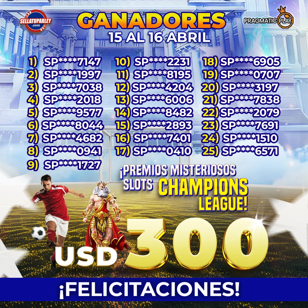 Ganadores Torneo ¡Aguinaldo Navideño con los slots! con Sellatuparley y Pragmatic Play