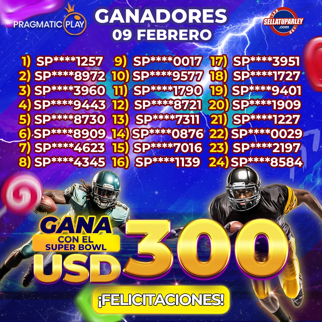 Ganadores Gana con el Super Bowl en SellaTuParley.com con Pragmatic Play 