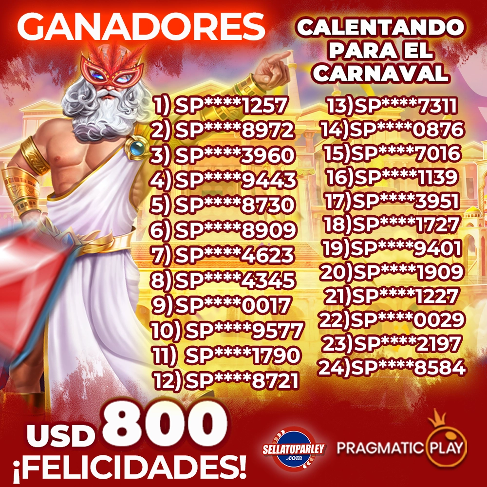 Ganadores Calentando para el Carnaval en SellaTuParley.com con Pragmatic Play