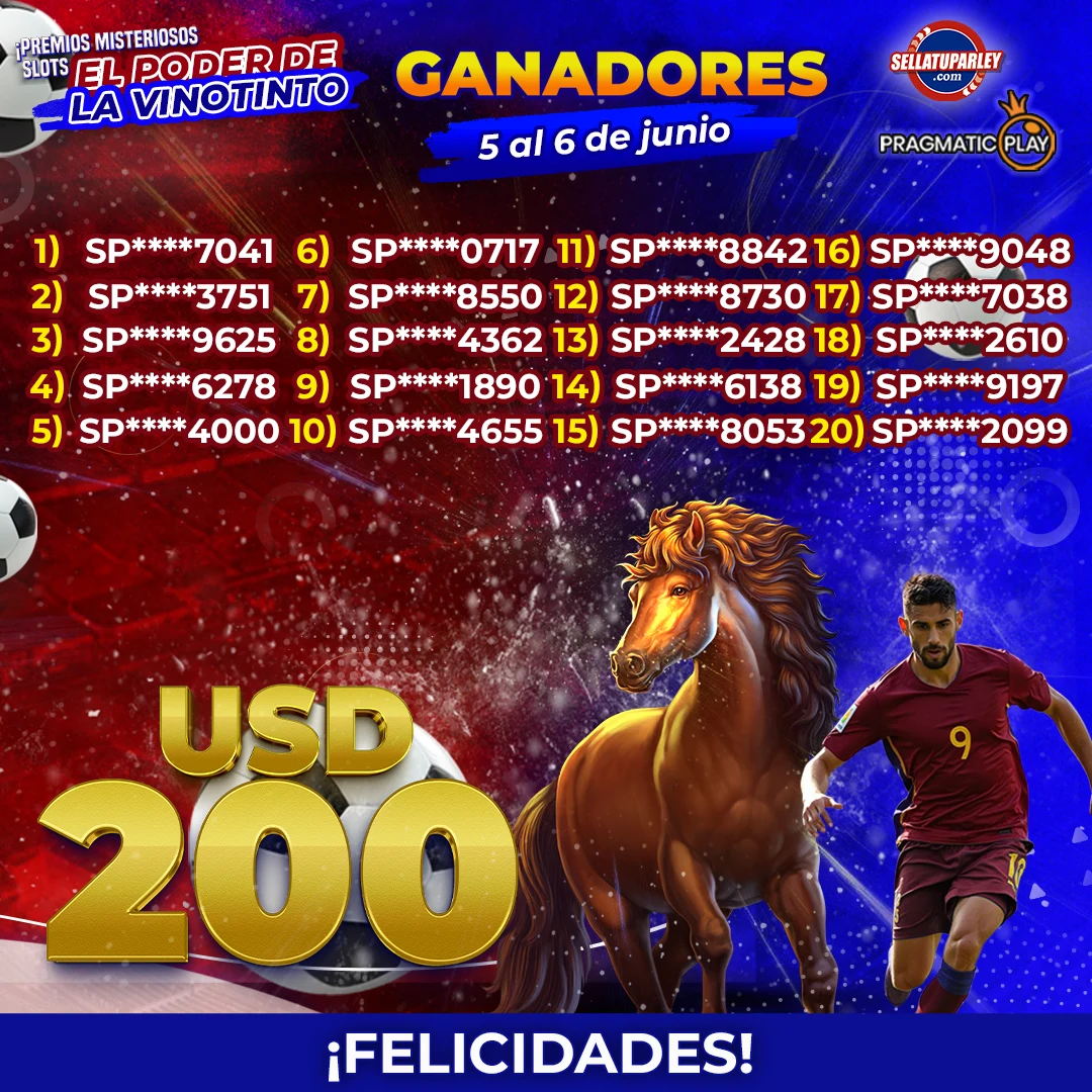 Ganadores Gana Premios Misteriosos slots El poder de la Vinotinto en SellaTuParley.com con Pragmatic Play