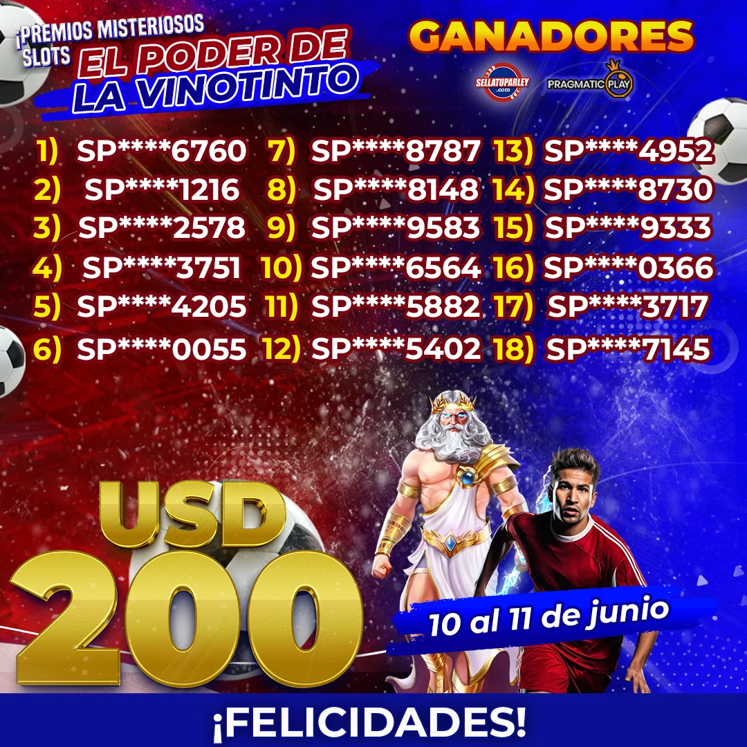 Ganadores Gana Premios Misteriosos slots El poder de la Vinotinto en SellaTuParley.com con Pragmatic Play