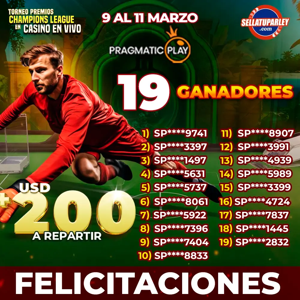 Ganadores Torneo ¡ ¡ Prize Drops Otoñales! con Sellatuparley y Pragmatic Play 