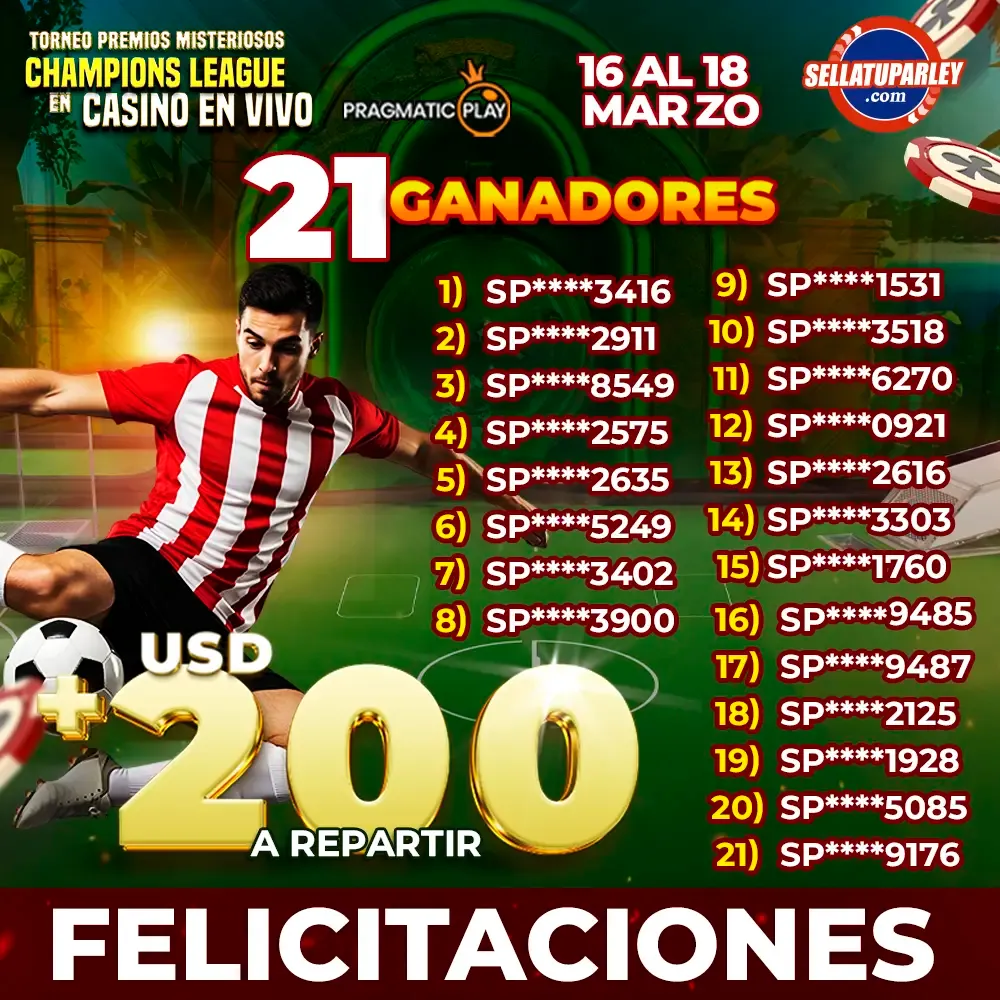 Ganadores Torneo ¡ ¡ Prize Drops Otoñales! con Sellatuparley y Pragmatic Play 