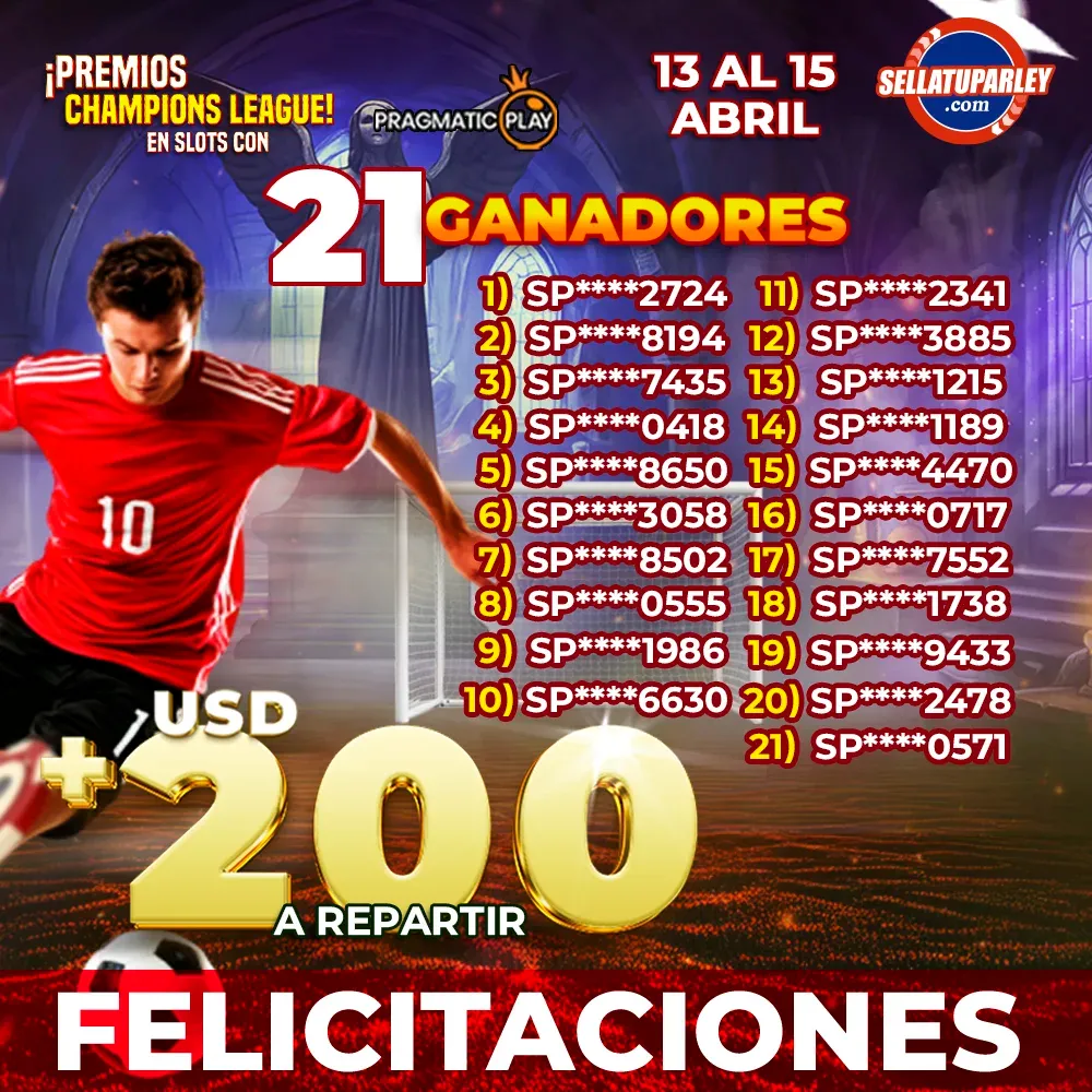 Ganadores Torneo ¡ Premios Champions League! en slots con Pragmatic Play 
