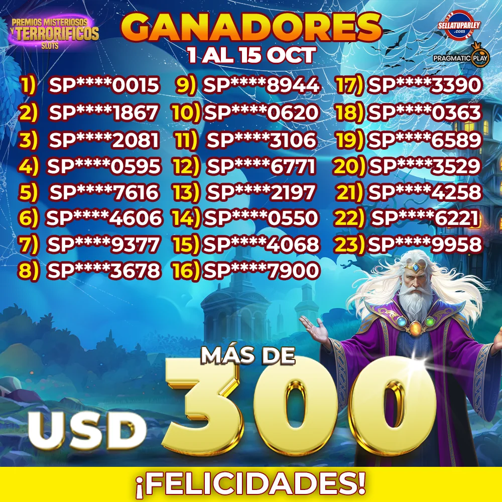 Ganadores Premios Misteriosos y Terrorificos  con Pragmatic Play 